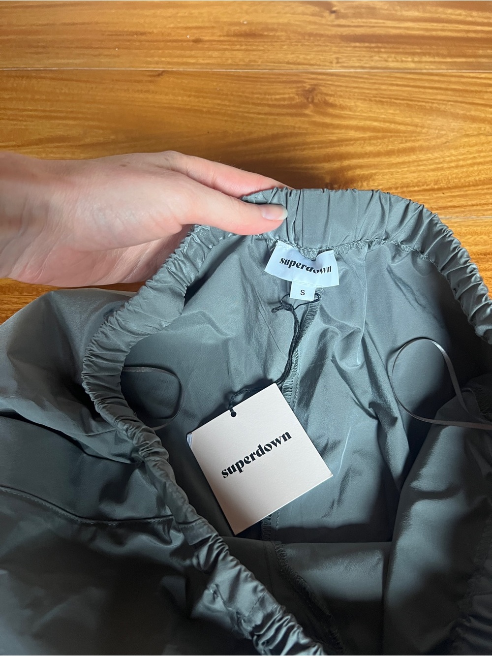 superdown Gray Drawstring Wide-Leg Track Pants - Picture 6 of 6